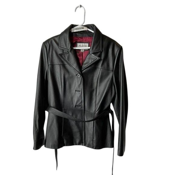 Wilsons Leather Maxima Belted Jacket Women’s M Real Soft Leather Y2K - Picture 1 of 4